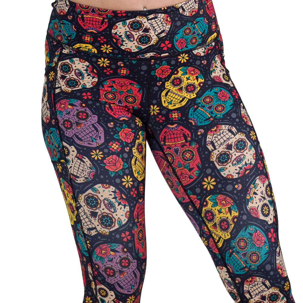 sugar skull patterned leggings