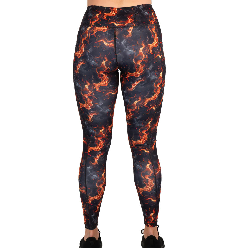 back of the flame print leggings