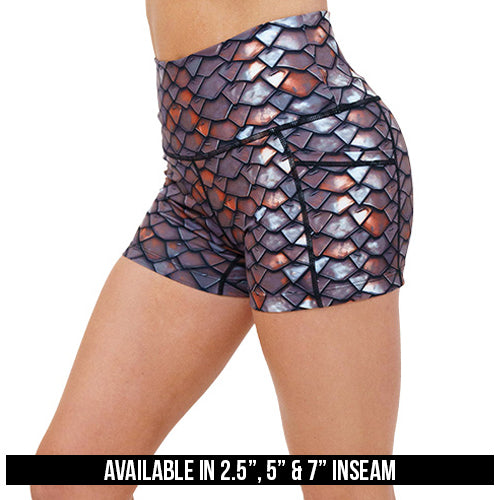 dragon scale print shorts available inseams