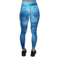 back of the full length blue underwater themed leggings