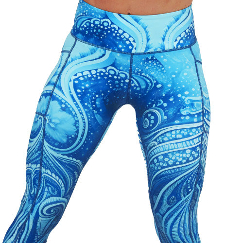 blue underwater themed leggings