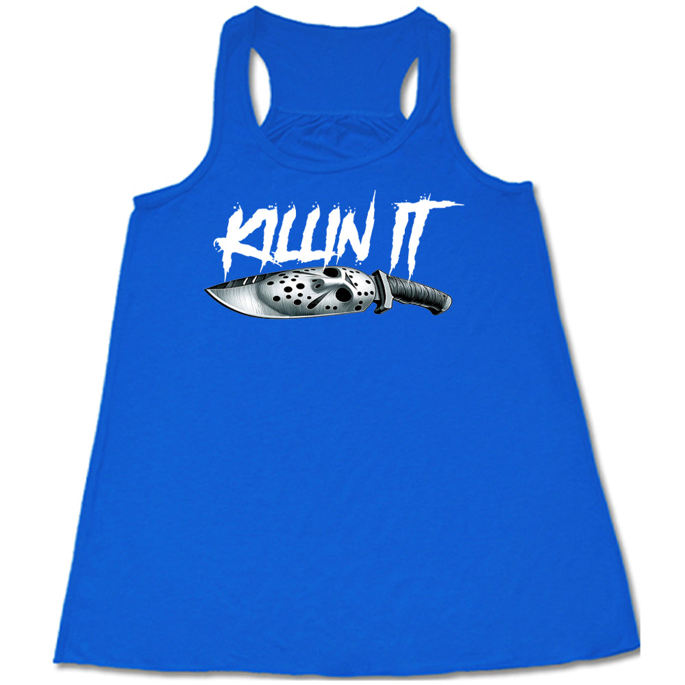 blue "Slasher Killin It" shirt