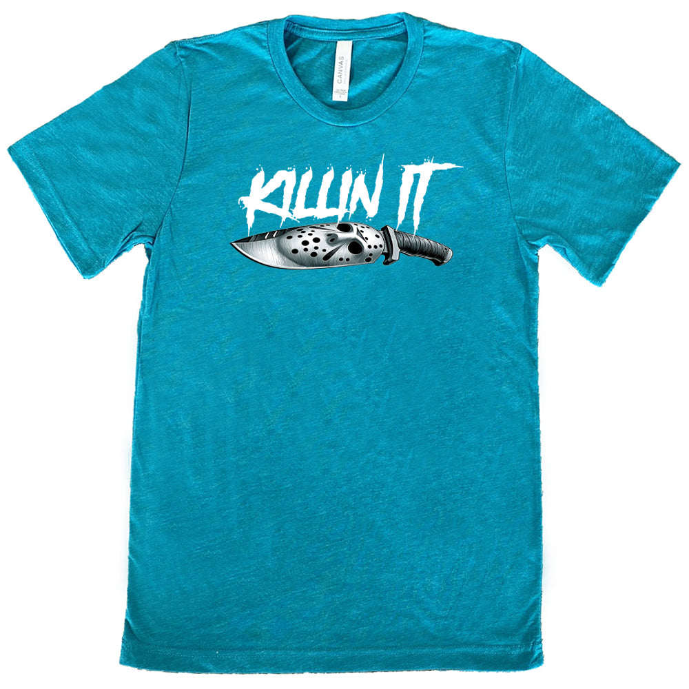 teal "Slasher Killin It" shirt