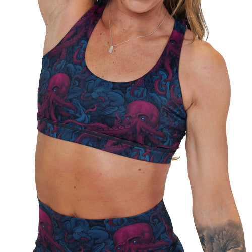 octopus patterned sports bra