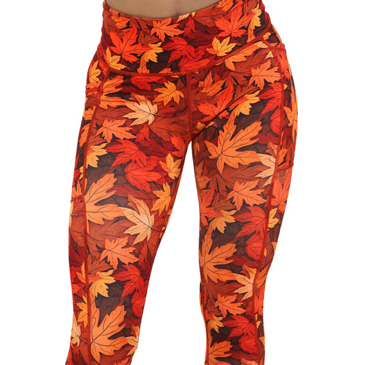 fall leaves patterned leggings