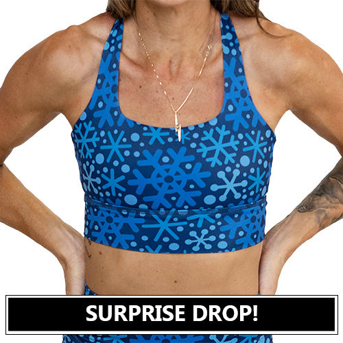 blue snowflake sports bra