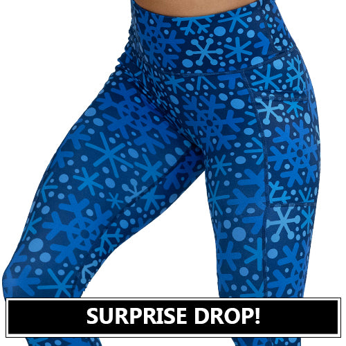 blue snowflake patterned leggings