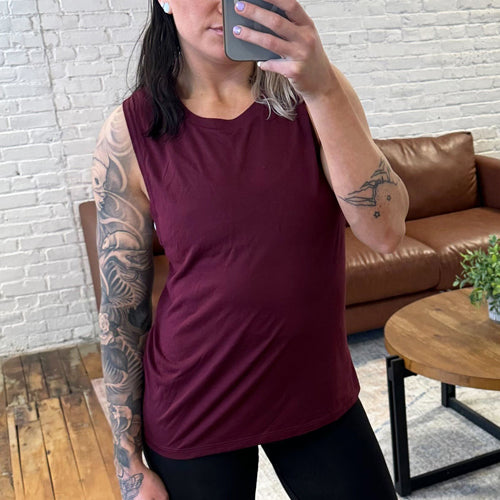 maroon basic muscle tank