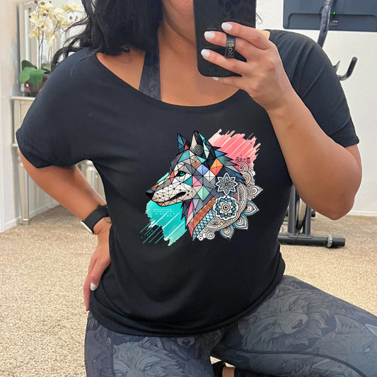 black Mosaic Wolf slouchy shirt