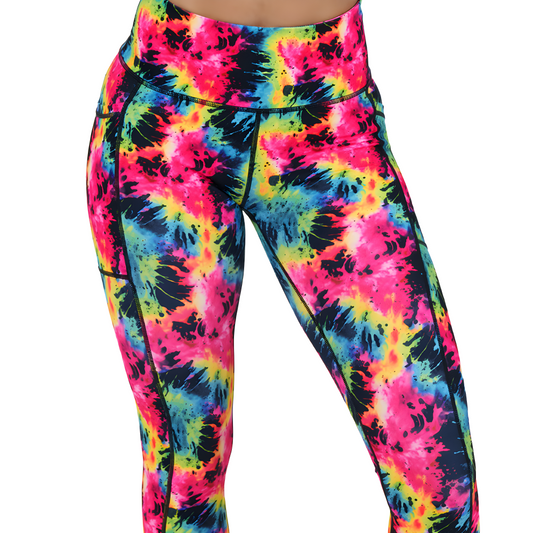 neon colorful tie dye leggings