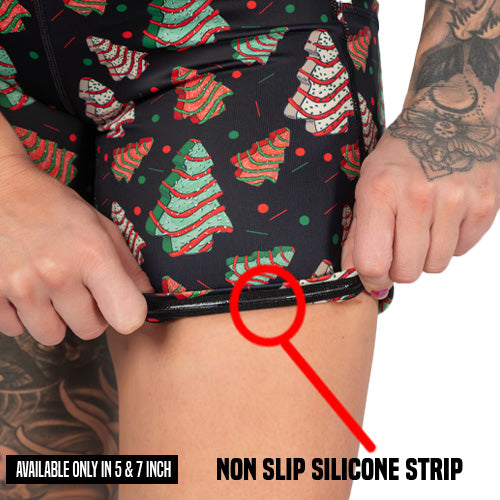 non slip strip on the Christmas tree print shorts