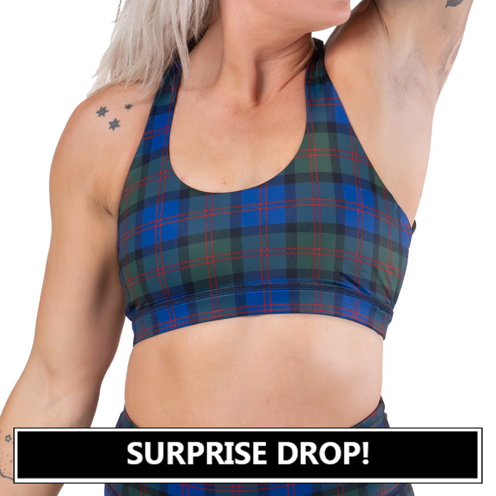 front of the plaid sports bra