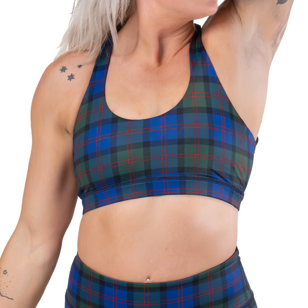 front of the plaid sports bra