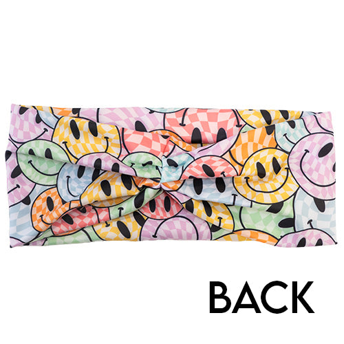 back of the smiley face patterned headband