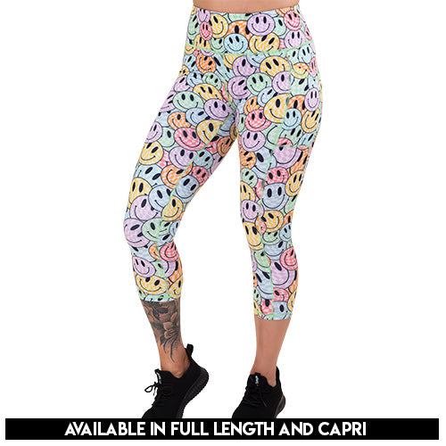 smiley face patterned leggings available lengths