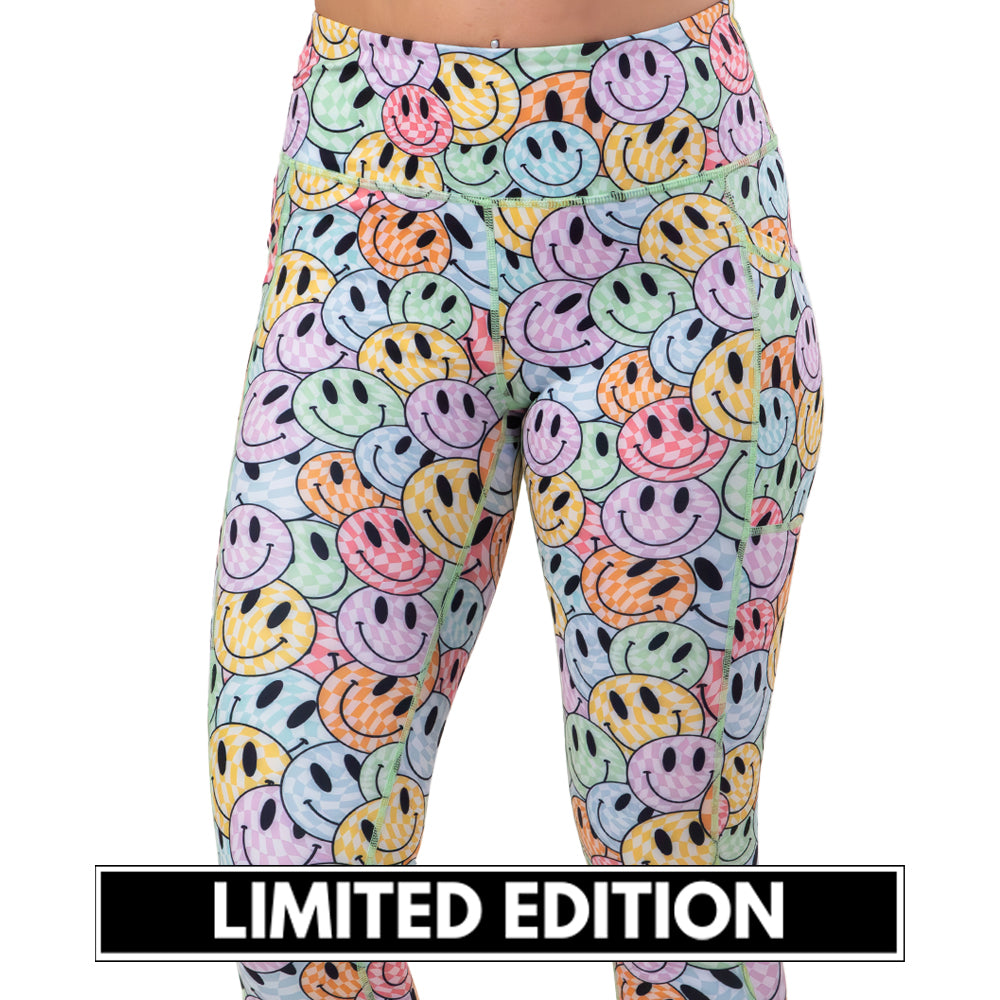 limited edition smiley face patterned leggings