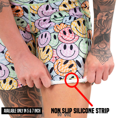 non slip strip on the smiley face patterned shorts