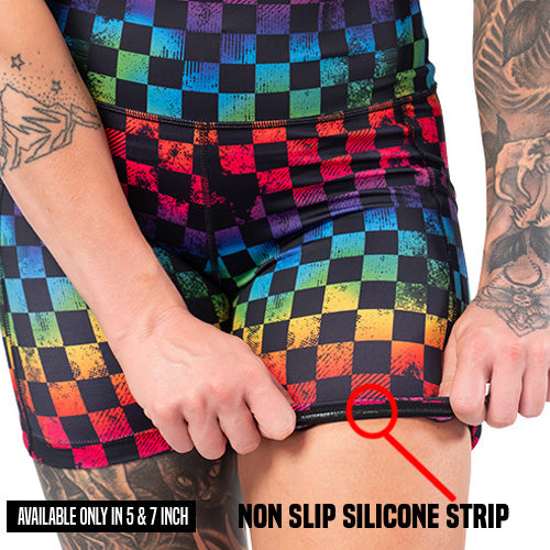 non slip strip on the rainbow checkers shorts