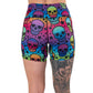 back of the 5 inch rainbow skulls patterned shorts