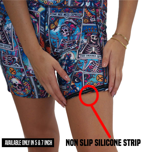 non slip strip on the tarot cards print shorts