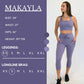 Model’s measurements of 34” bust, 27” waist, 36” hips and height of 5 ft 7 in. She is wearing a size x-small in our leggings