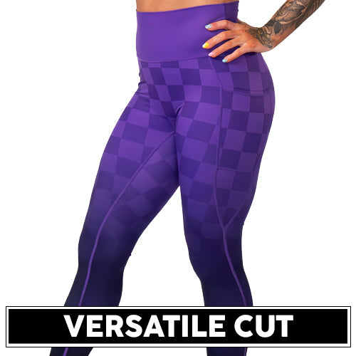 purple ombre checkered leggings