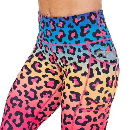 Rainbow leopard leggings with pockets - Plus