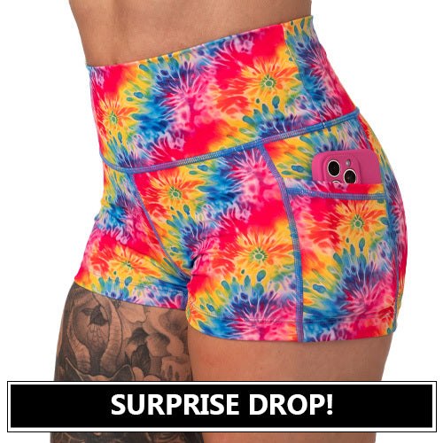rainbow tie dye shorts surprise drop