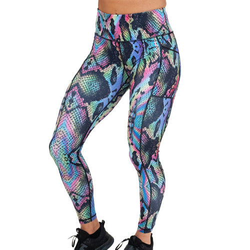 full length rainbow snake print leggings