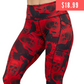 $18.99 red and black raven and skull print leggings