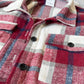 close up of the red plaid shacket