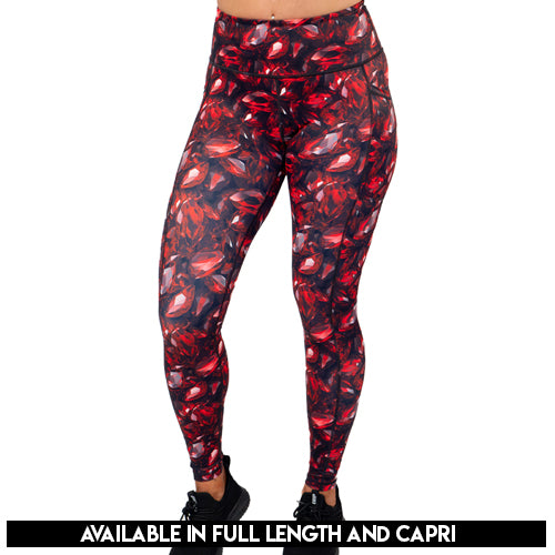 ruby jewel patterned leggings available in capri and full length