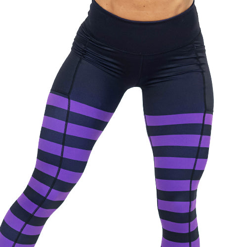 purple striped leggings 