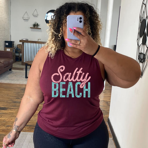 maroon Salty Beach Muscle Tank Top