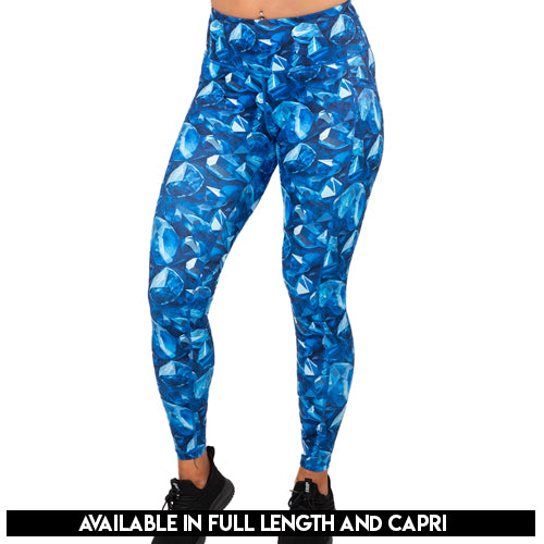 sapphire jewel patterned leggings available in full and capri length