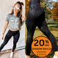 split screen of model wearing the shadow skulls leggings. With the text "20% OFF" on the image