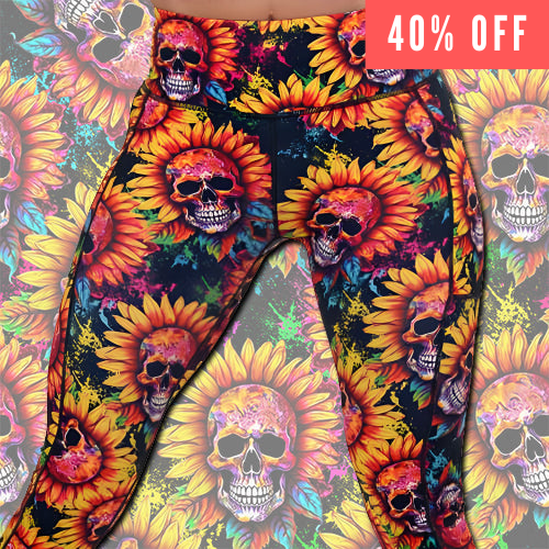 40% off the skull flower patterned leggings