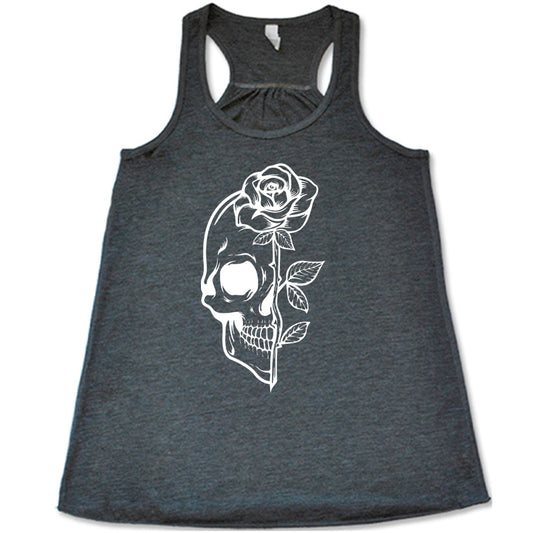 grey Skull Rose Tank Top