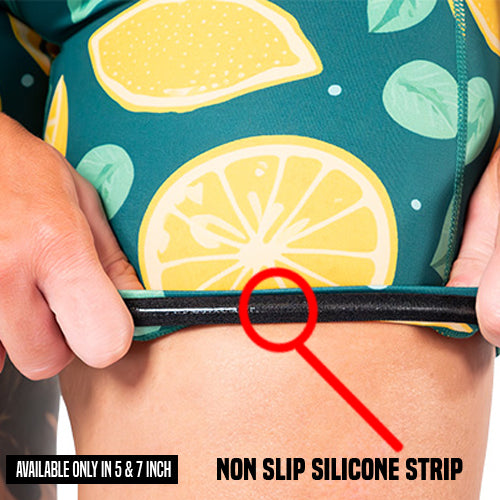 non slip strip on the lemon patterned shorts 