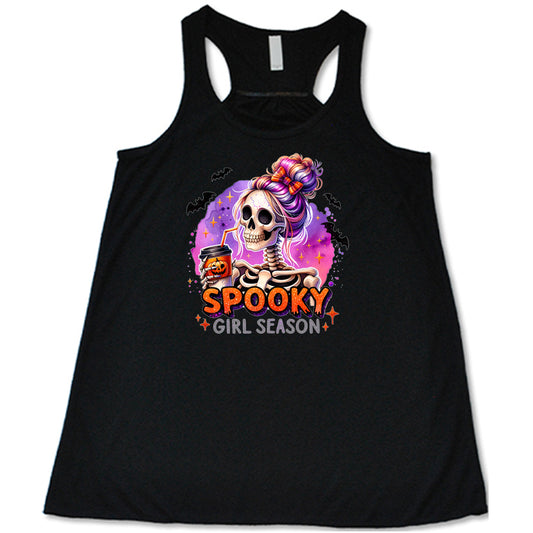 black shirt with the text "Spooky Girl Season"