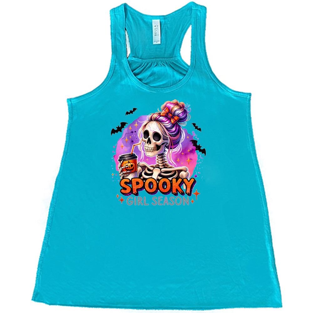 teal shirt with the text "Spooky Girl Season"