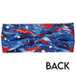 back of the red, white and blue paint patterned headband