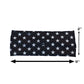 the black headband with white stars measured at 2 by 9 inches