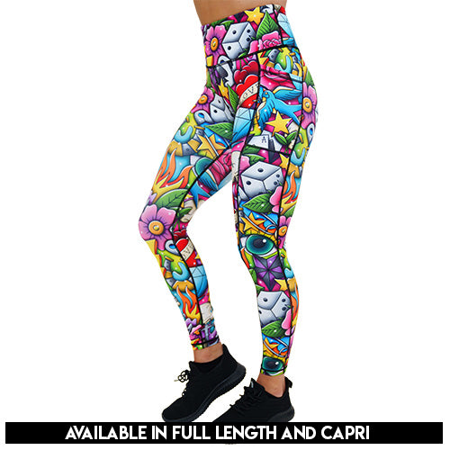traditional tattoo design patterned leggings available lengths