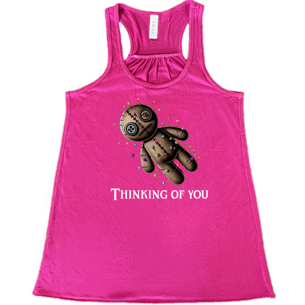 berry shirt with the quote "Thinking Of You" on it