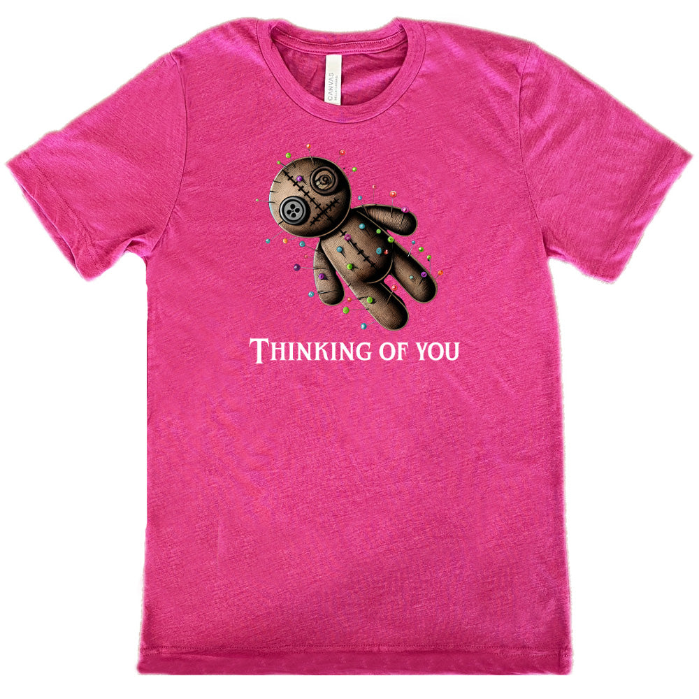 berry shirt with the quote "Thinking Of You" on it