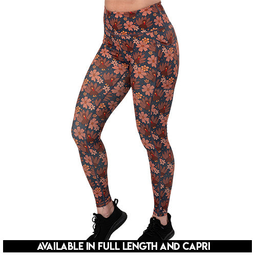 turkey patterned leggings available in capri and full length