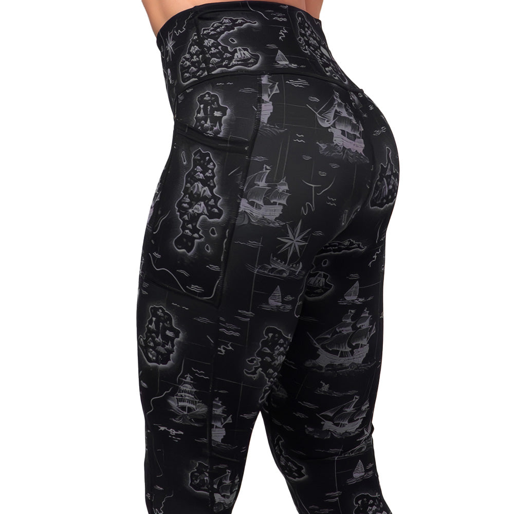 treasure map patterned leggings