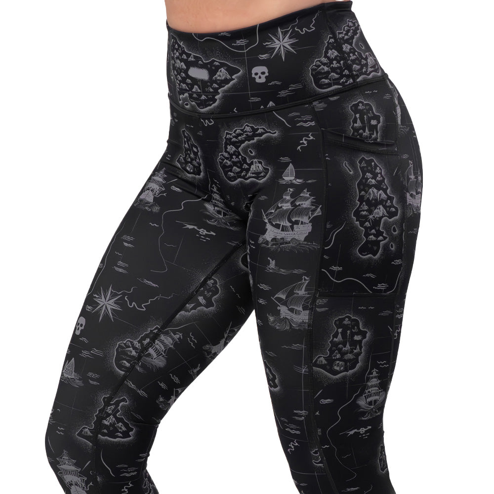 treasure map patterned leggings