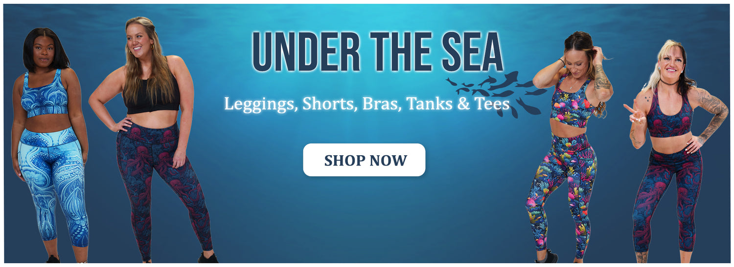 click to shop the under the sea collection. new leggings, shorts, bras, tanks, and tees.